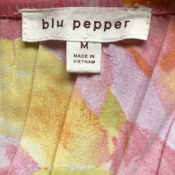 Blu Pepper Colorful Floral Ruffled Pull Over Dress Size M - Picture 4 of 10